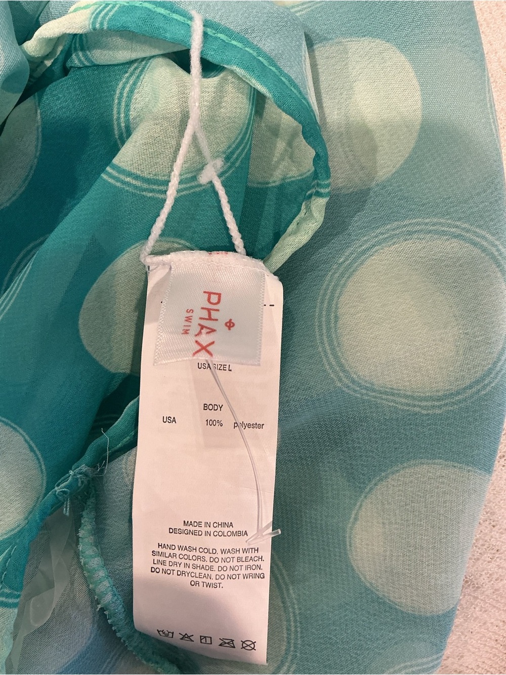 Polka Dot Drawstring Crop Top - Teal Green - Picture 4 of 6